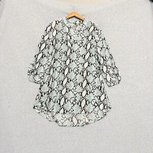 Paisley Grace "Gabby" Tunic Sz XL Hi-Lo Hem 3/4 Sleeve Snakeskin Print Artsy Top